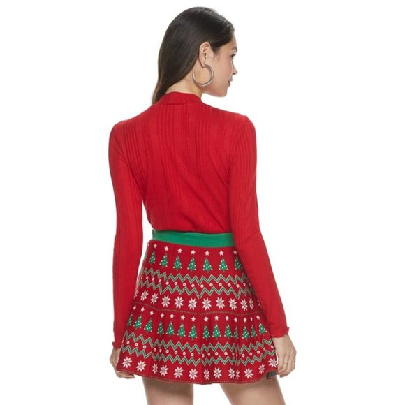 It's Our Time NWT Ugly Christmas Tree Snowflake Skirt XS XXL - Picture 2 of 2